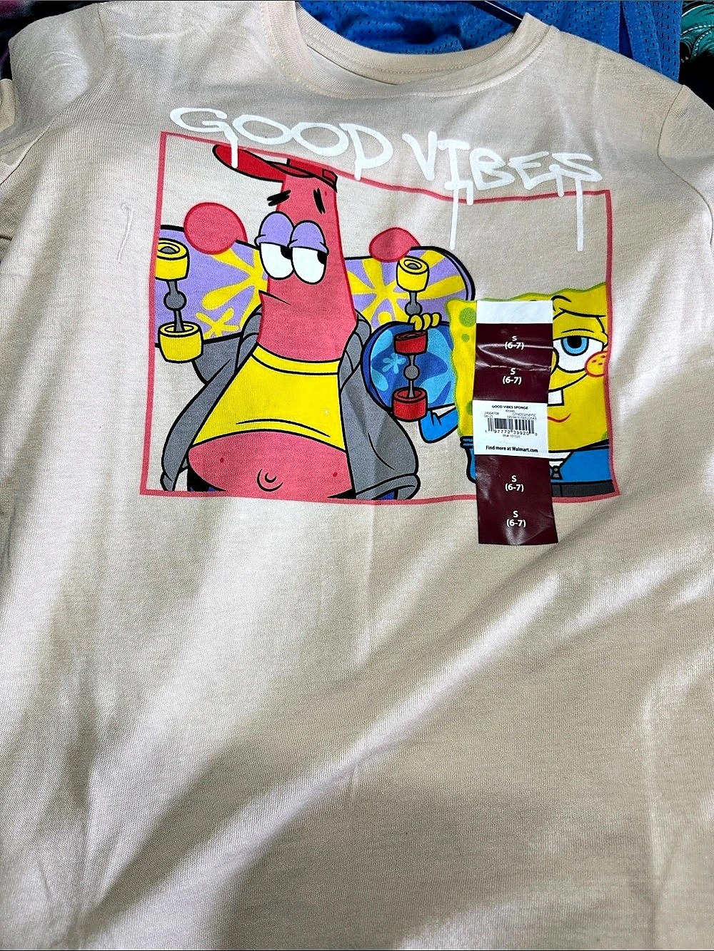 Nickelodeon SpongeBob SquarePants Good Vibes Graphic Tee Boys Size S (6-7)NWT